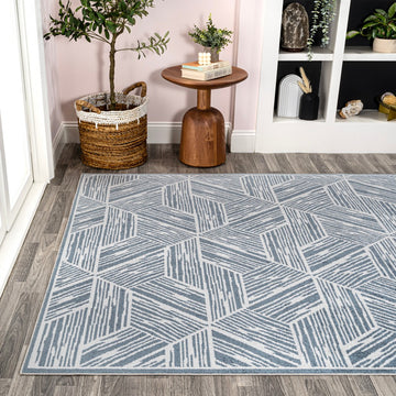 Vector Modern Coastal Geometric Machine-washable Area Rug